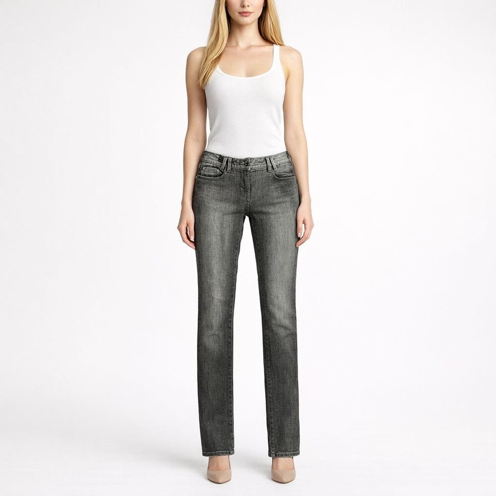 Karen Millen England Gray Wash Straight Leg Jeans 6 Vintage Grunge Indie Sleaze